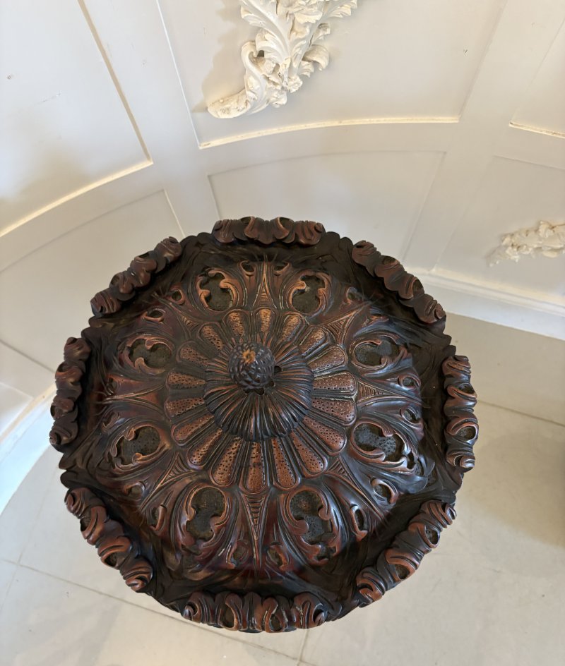 Large Magnificent Antique Pair of Carved Mahogany Urns - Image 9